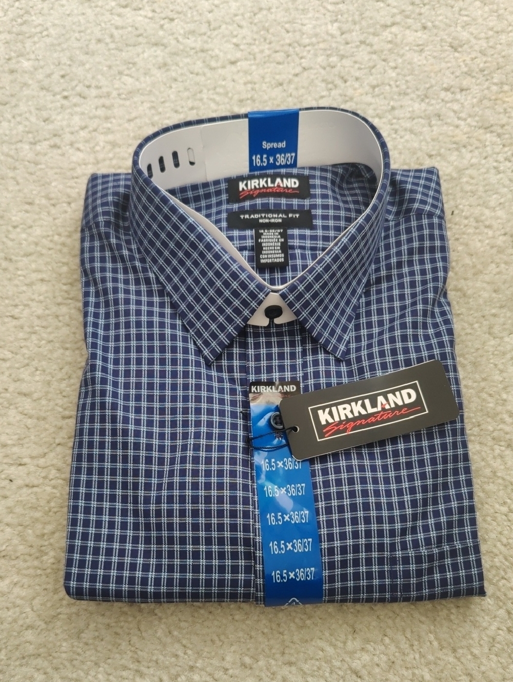 New!Kirkland Signature Mens Dress Shirt Non Iron Pima Cotton 16.5 36/37 Y2K